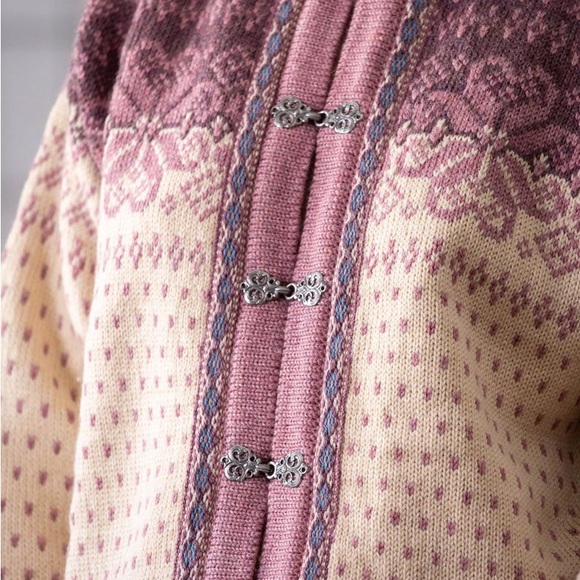 Dale of Norway Wool Cardigan Sweater Women Size M/L Après Ski Snowflake Pattern - Picture 2 of 14